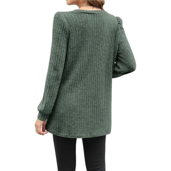 Womens Long Sleeve Tunic Top Sweater Loose Fit Long Sweater with Pockets Casual - Picture 4 of 5